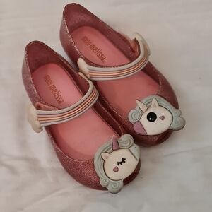Mini Melissa Pink Dress Shoes with Bear Accents
